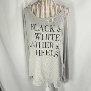 Chaser Distressed Grey with Sparkly Black Lettering Sweat Shirt Size Medium